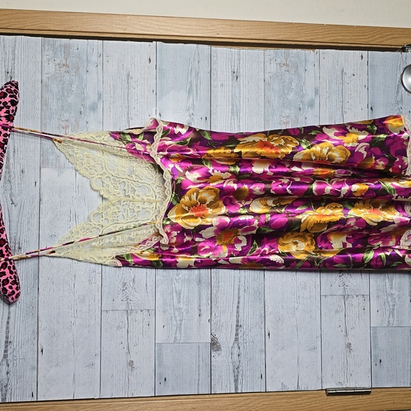 Vintage 1980's Cacique Lingerie Floral Lace Slip Dress Size Medium - Picture 3 of 9